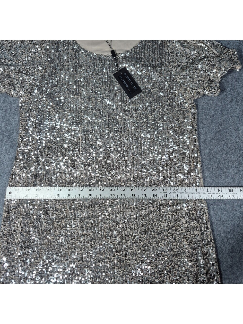 Cable & Gauge Champain Sequin Cocktail Holiday Dress Midi Sz M Sophiscated - Picture 12 of 16